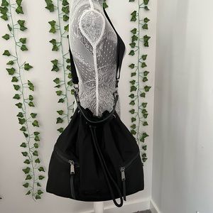 Henri bendel black nylon bag with cinch cord- very spacious- very rare